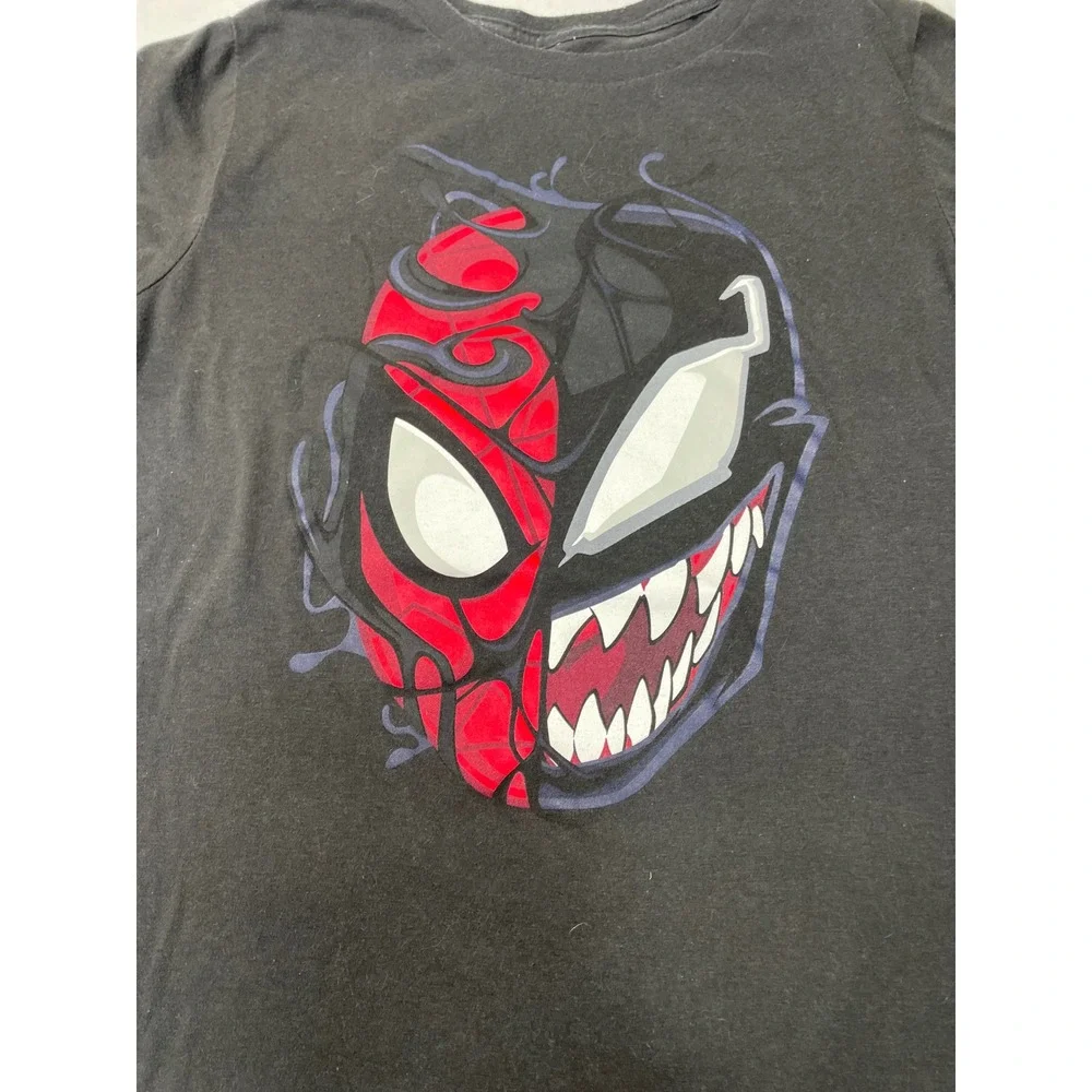 Marvel Spider-Man Venom Split Face Graphic T-Shirt Black Boys‎ Large LG